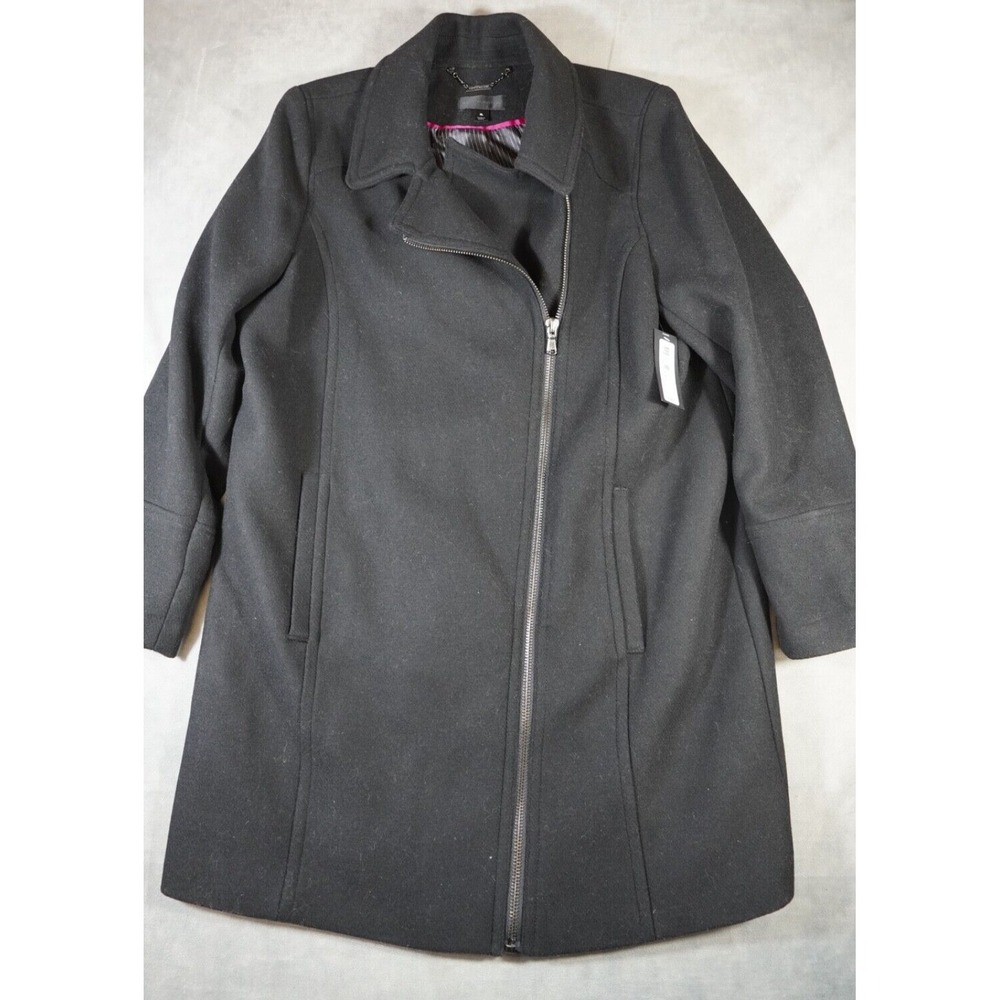 NWT Worthington Women's Black Coat Wool Blend Size XL Full Zip Retail $200
